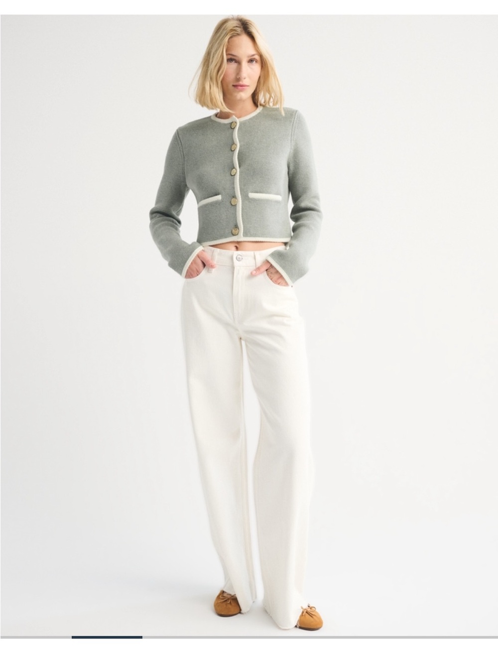 NWT Abercrombie & Fitch Collarless Sweater Jacket - Picture 3 of 6